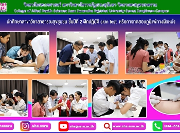 นักศึกษาสาขาวิชาสาธารณสุขชุมชน ชั้นปีที่
2 ฝึกปฏิบัติ skin test
หรือการทดสอบภูมิแพ้ทางผิวหนัง